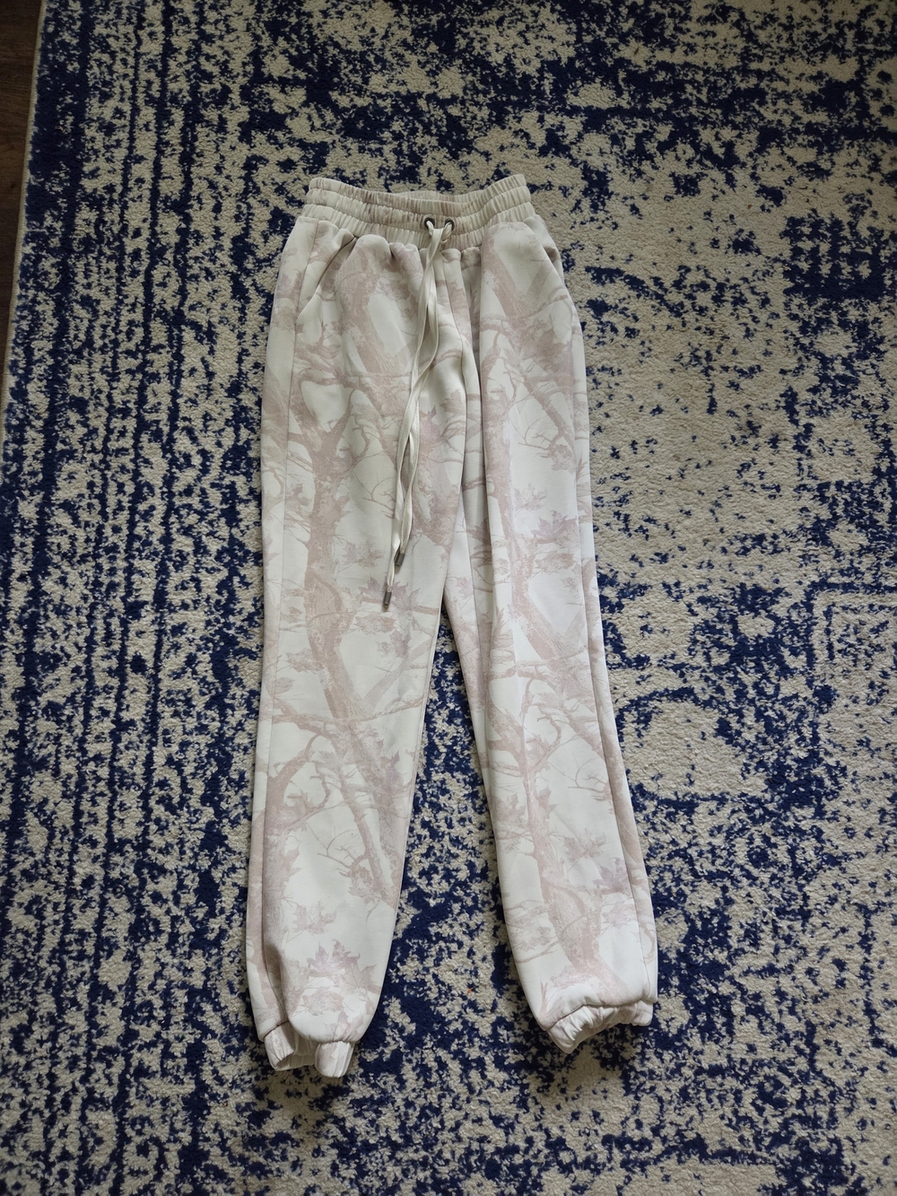 Printed Beige & Light Pink Cozy Jogger Pants with Drawstring